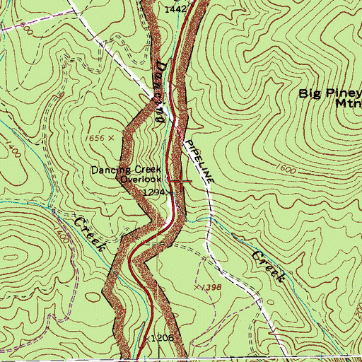 Topographic Map of Dancing Creek Overlook, VA