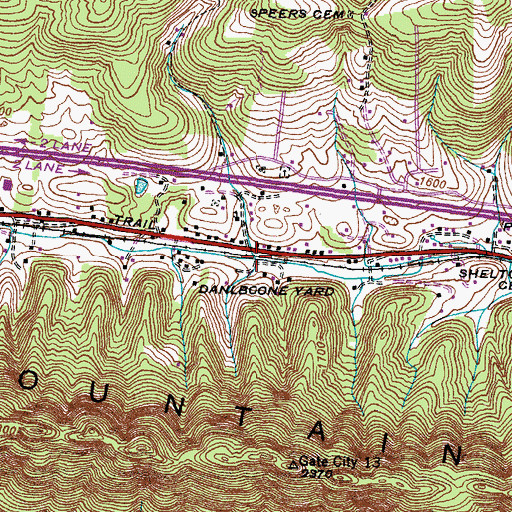 Topographic Map of Danlboone Yard, VA