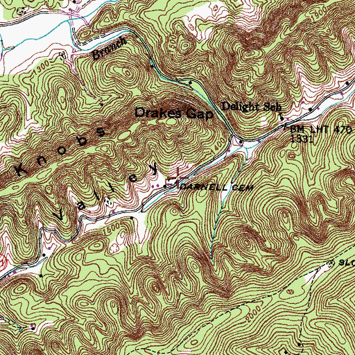 Topographic Map of Darnell Cemetery, VA