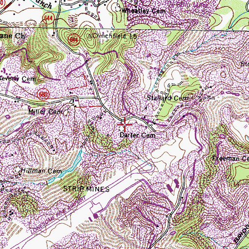 Topographic Map of Darter Cemetery, VA