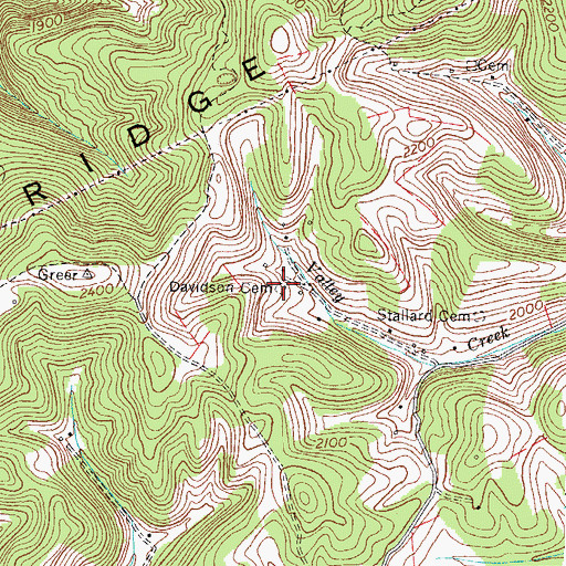 Topographic Map of Davidson Cemetery, VA