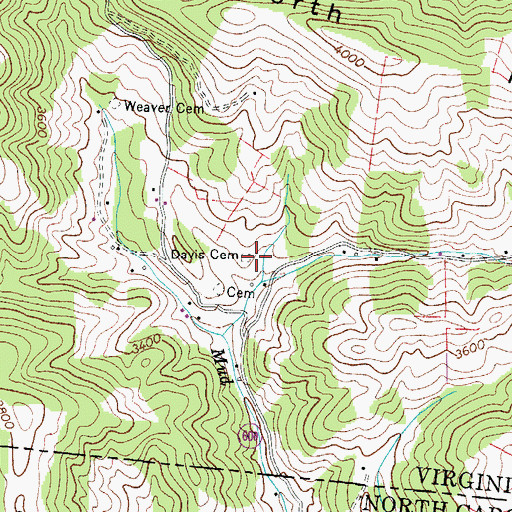 Topographic Map of Davis Cemetery, VA