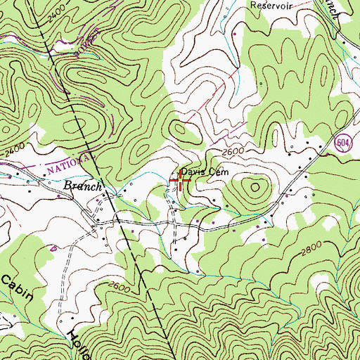 Topographic Map of Davis Cemetery, VA