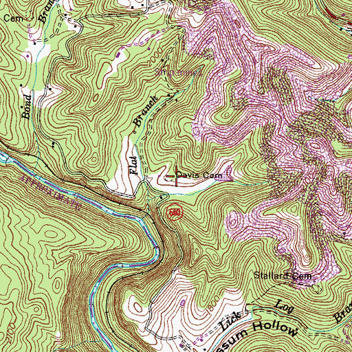 Topographic Map of Davis Cemetery, VA