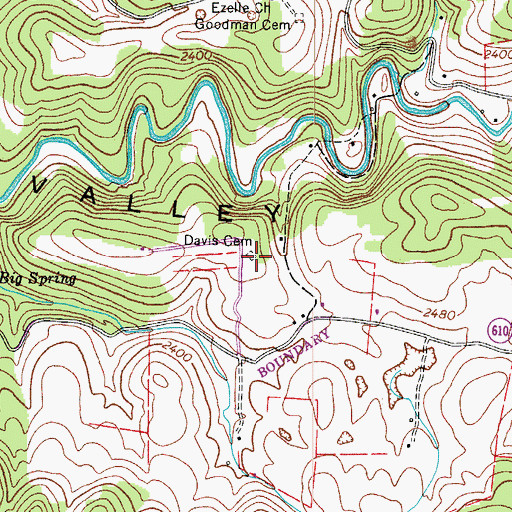 Topographic Map of Davis Cemetery, VA