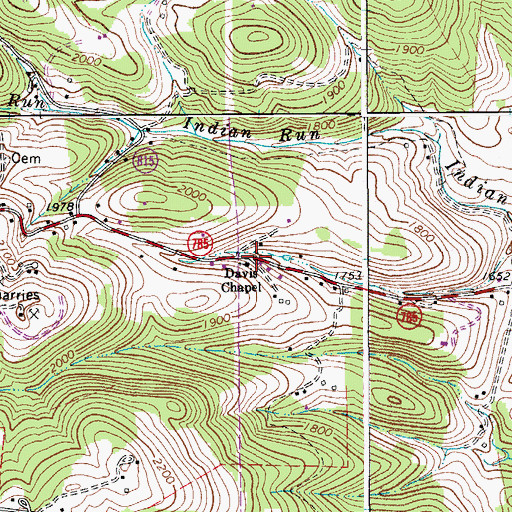Topographic Map of Davis Chapel, VA