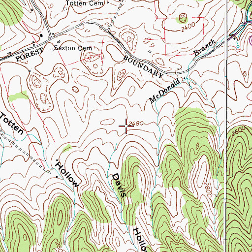 Topographic Map of Davis Hollow, VA