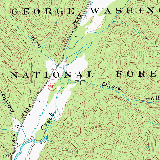 Topographic Map of Davis Hollow, VA