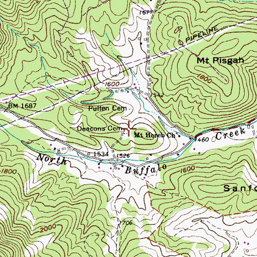 Topographic Map of Deacons Cemetery, VA