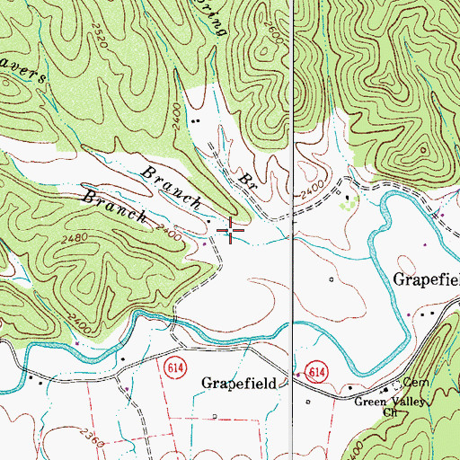 Topographic Map of Deavers Branch, VA