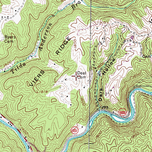 Topographic Map of Deel Cemetery, VA