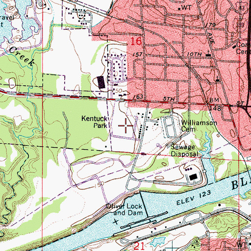 Topographic Map of Kentuck Park, AL