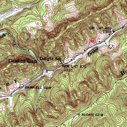 Topographic Map of Delight School, VA