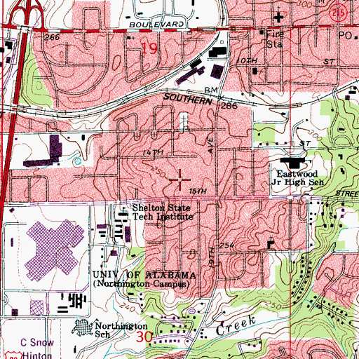 Topographic Map of Kicker Subdivision, AL