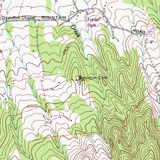 Topographic Map of Deniston Cemetery, VA