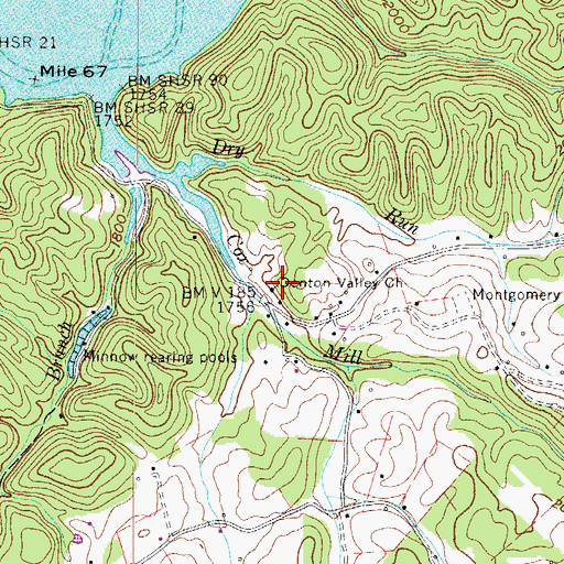 Topographic Map of Denton Valley Church, VA