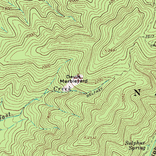Topographic Map of Devils Marbleyard, VA