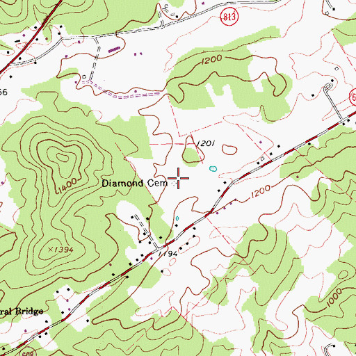 Topographic Map of Diamond Cemetery, VA