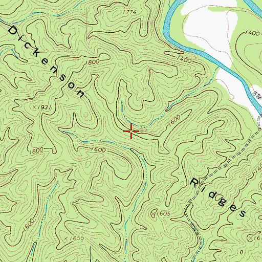 Topographic Map of Dickenson Ridges, VA