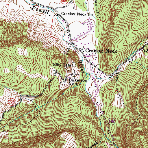 Topographic Map of Dickerson Cemetery, VA