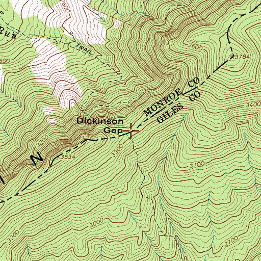 Topographic Map of Dickinson Gap, VA