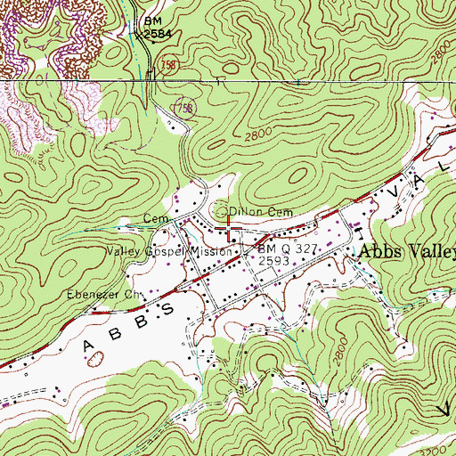 Topographic Map of Dillon Cemetery, VA