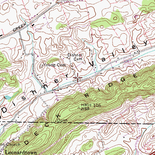 Topographic Map of Dishner Valley, VA