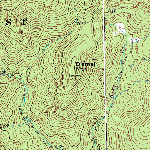 Topographic Map of Dismal Mountain, VA
