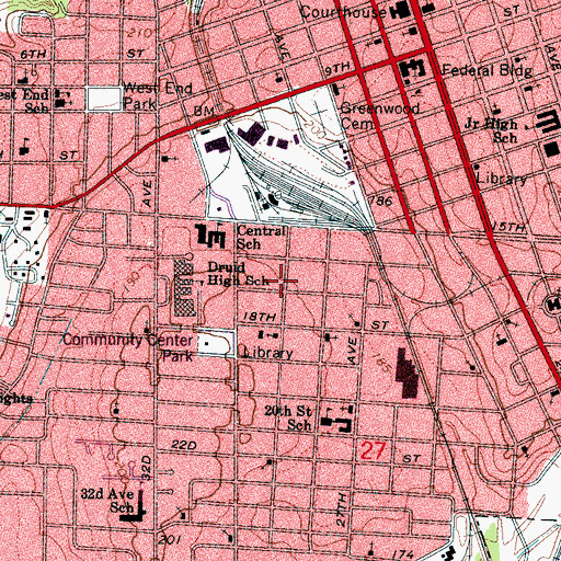 Topographic Map of Knox Temple, AL