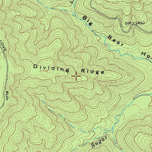 Topographic Map of Dividing Ridge, VA