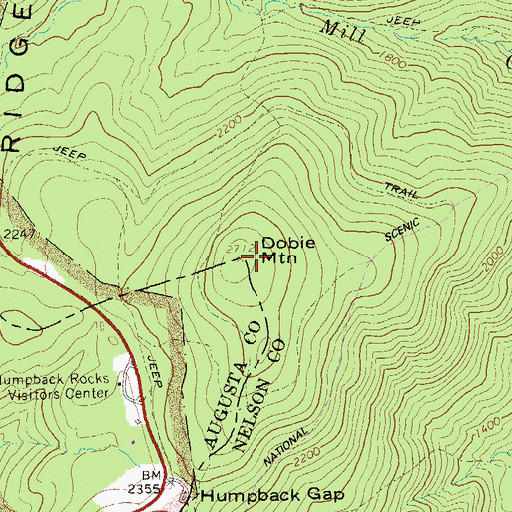 Topographic Map of Dobie Mountain, VA