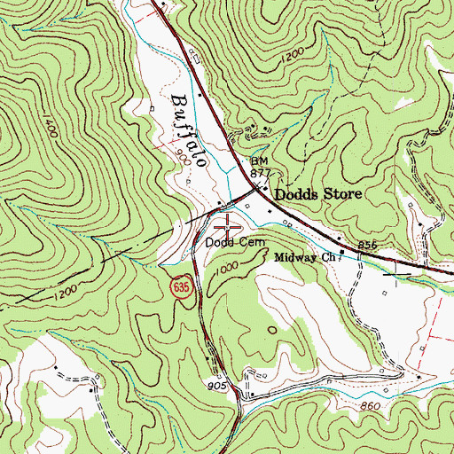 Topographic Map of Dodd Cemetery, VA