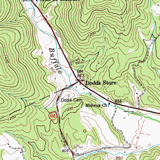 Topographic Map of Dodds Store, VA