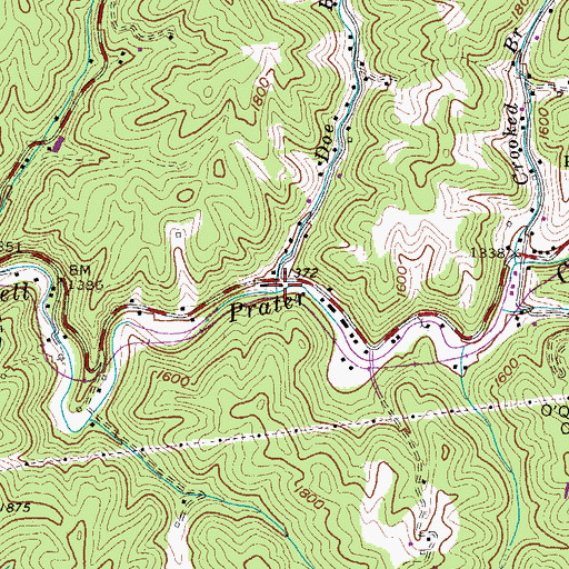 Topographic Map of Doe Branch, VA