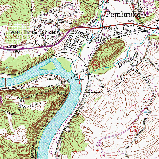 Topographic Map of Doe Creek, VA