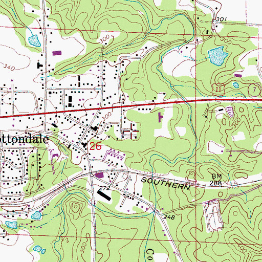 Topographic Map of Kyles Subdivision, AL