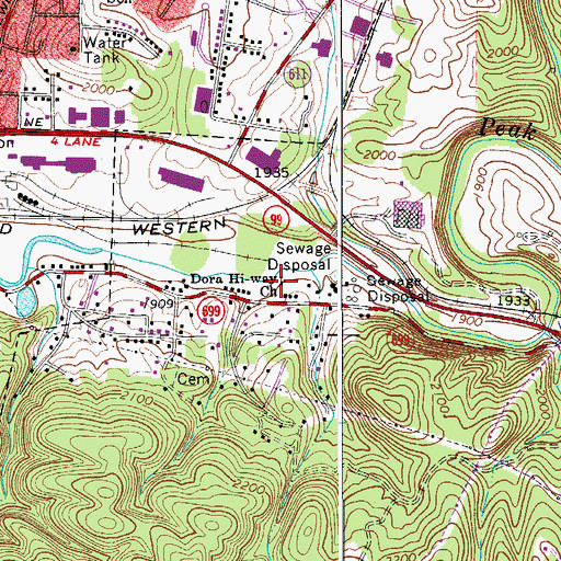 Topographic Map of Dora Hi-Way Church, VA