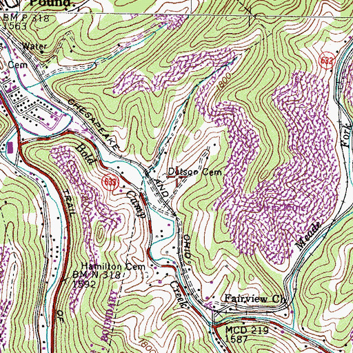 Topographic Map of Dotson Cemetery, VA