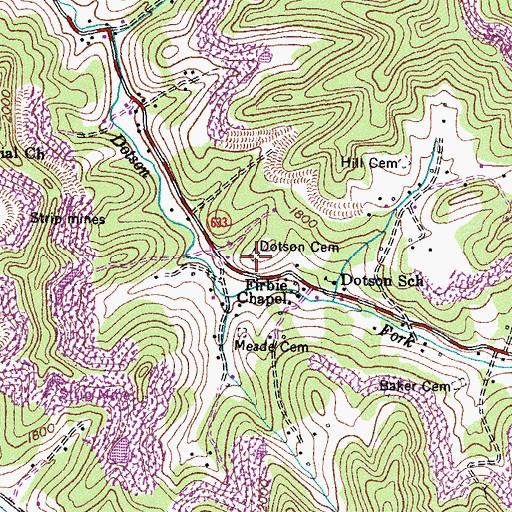 Topographic Map of Dotson Cemetery, VA