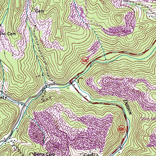 Topographic Map of Dotson Creek, VA