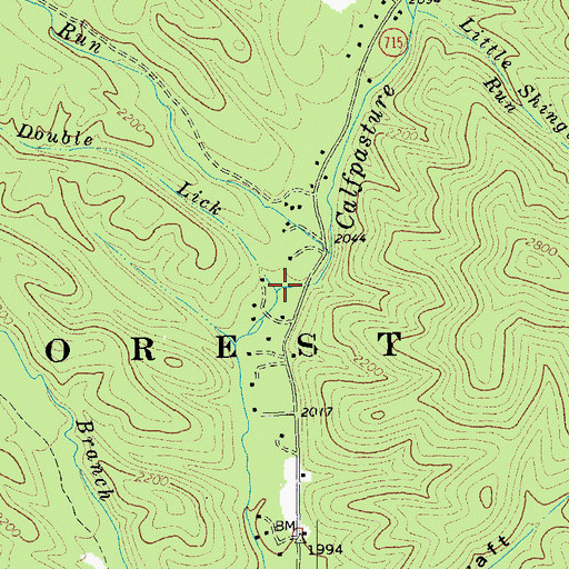 Topographic Map of Double Lick, VA