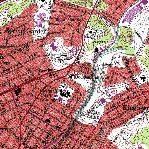 Topographic Map of Douglas High School, VA