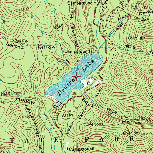 Topographic Map of Douthat Lake, VA