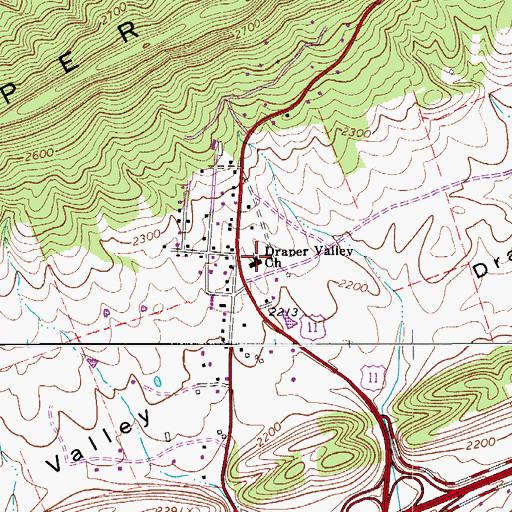 Topographic Map of Draper Valley Church, VA
