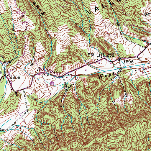 Topographic Map of Dry Branch, VA