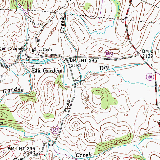 Topographic Map of Dry Branch, VA