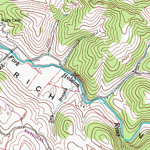 Topographic Map of Dry Branch, VA