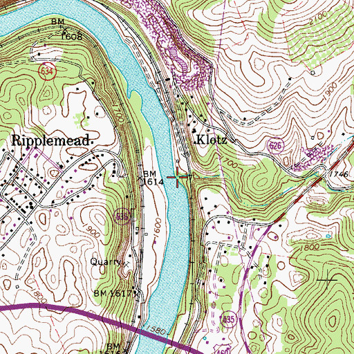 Topographic Map of Dry Branch, VA