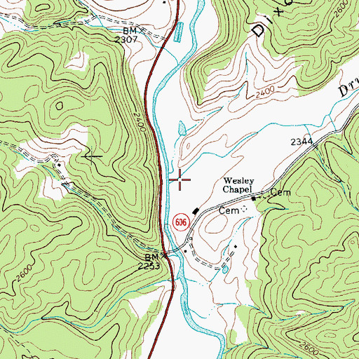 Topographic Map of Dry Branch, VA