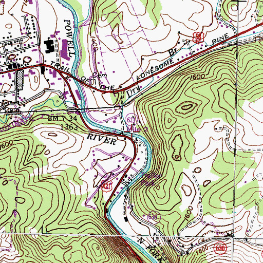 Topographic Map of Dry Branch, VA